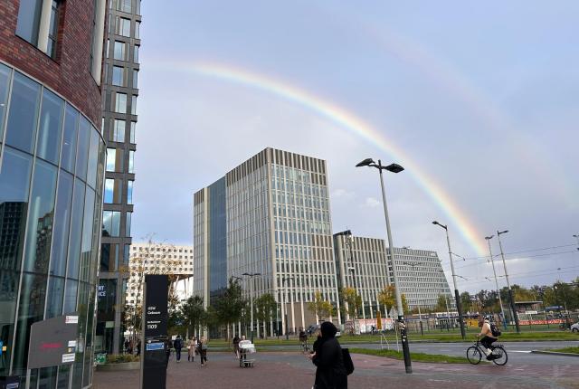 VU Amsterdam Campus with Rainbow