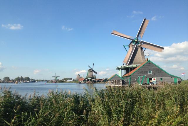 windmills near a lake in Amsterdam