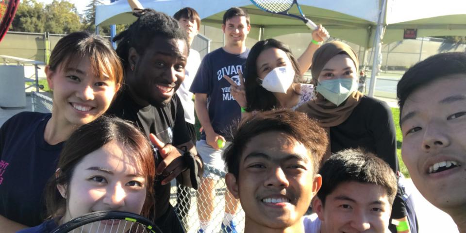 Student takes photo with her friends